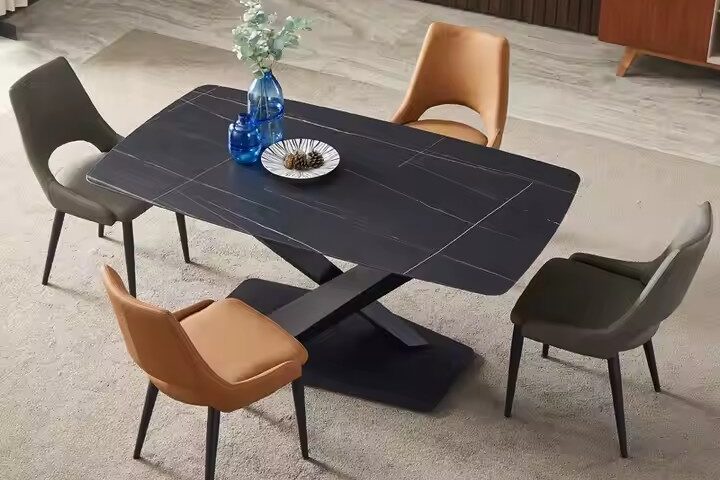 European Luxury Modern Rectangular Ceramic Dining Table for Homes