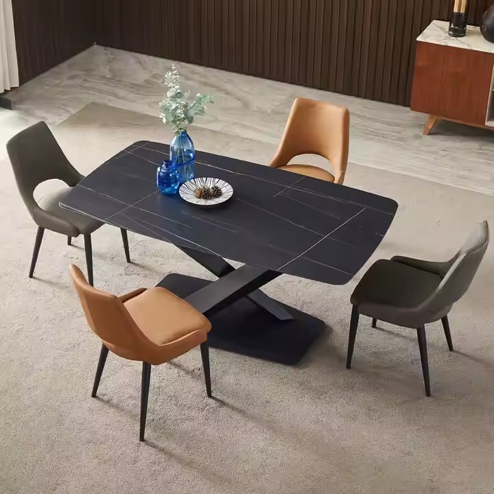 European Luxury Modern Rectangular Ceramic Dining Table for Homes