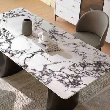 European Luxury Modern Rectangular Ceramic Dining Table for Homes