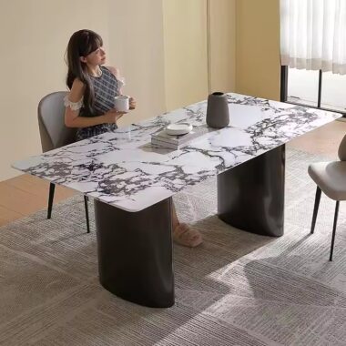 European Luxury Modern Rectangular Ceramic Dining Table for Homes