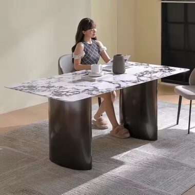European Luxury Modern Rectangular Ceramic Dining Table for Homes