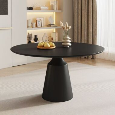 Minimalist black and white round ceramic dining table for homes