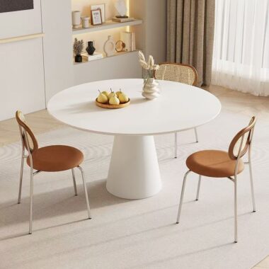 Minimalist black and white round ceramic dining table for homes