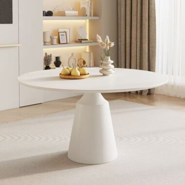 Minimalist black and white round ceramic dining table for homes