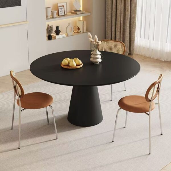 Minimalist black and white round ceramic dining table for homes