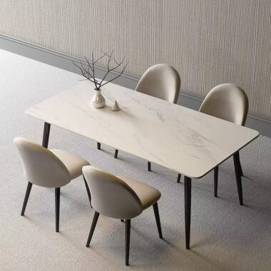 Compact home ceramic rectangular dining table for modern interiors