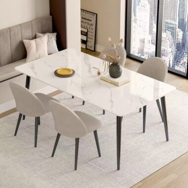 Compact home ceramic rectangular dining table for modern interiors