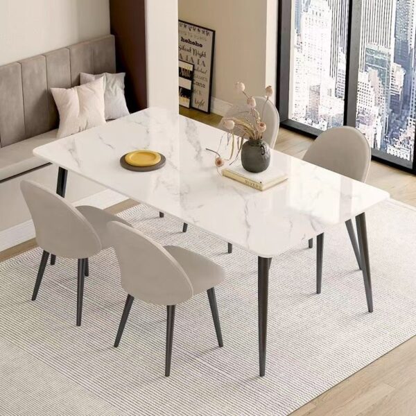Compact home ceramic rectangular dining table for modern interiors