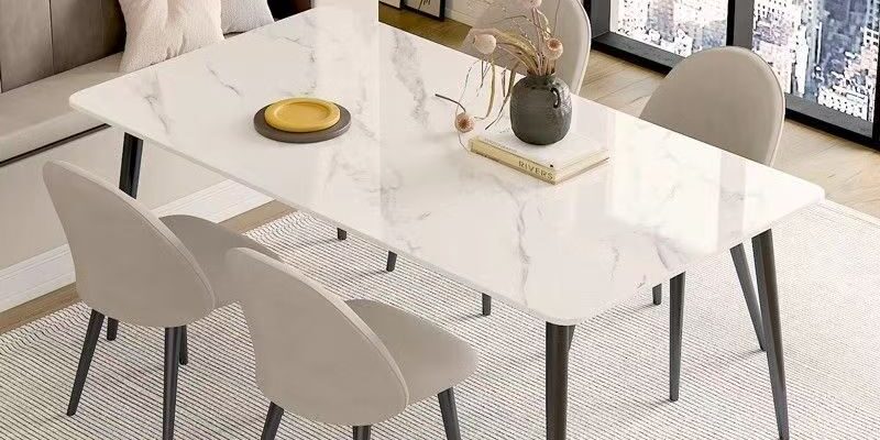 Compact home ceramic rectangular dining table for modern interiors