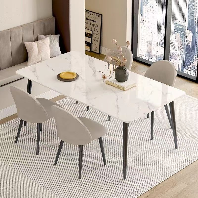 Compact home ceramic rectangular dining table for modern interiors
