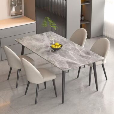 Compact home ceramic rectangular dining table for modern interiors