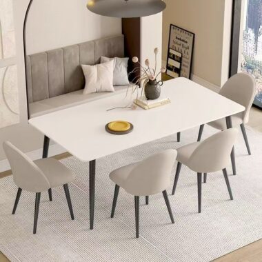 Compact home ceramic rectangular dining table for modern interiors