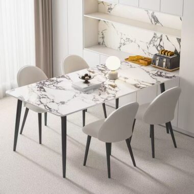 Compact home ceramic rectangular dining table for modern interiors
