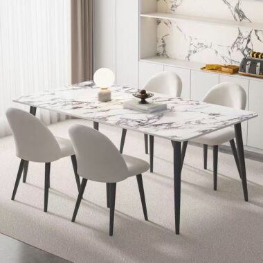 Compact home ceramic rectangular dining table for modern interiors