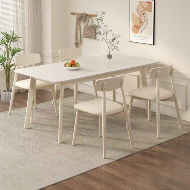 Cream white rectangular ceramic dining table for home décor