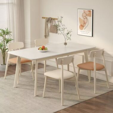 Cream white rectangular ceramic dining table for home décor