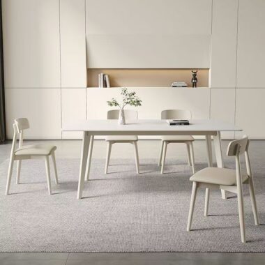 Cream white rectangular ceramic dining table for home décor