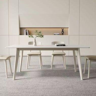 Cream white rectangular ceramic dining table for home décor