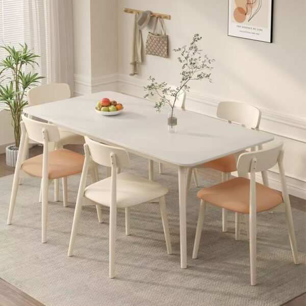 Cream white rectangular ceramic dining table for home décor
