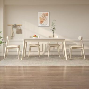 Cream white rectangular ceramic dining table for home décor