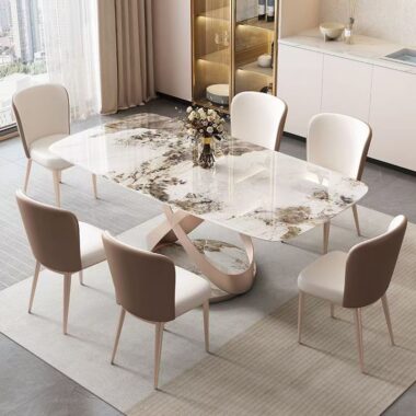 Durable glossy thickened rectangular ceramic dining table for homes
