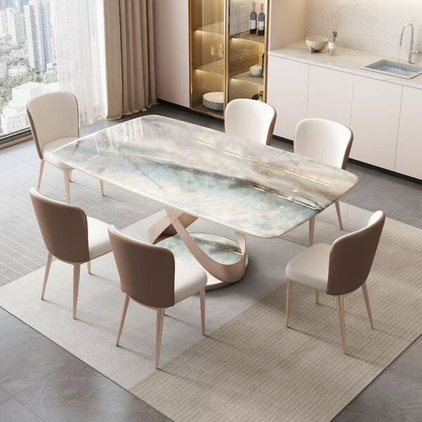 Durable glossy thickened rectangular ceramic dining table for homes