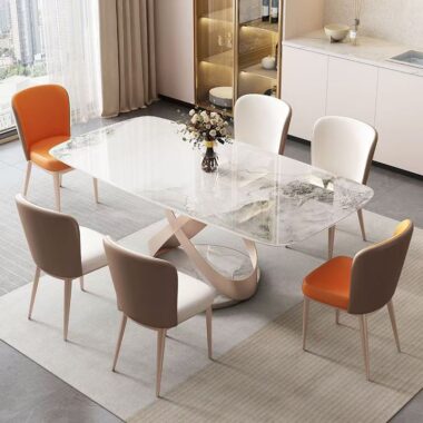 Durable glossy thickened rectangular ceramic dining table for homes