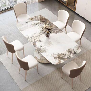 Durable glossy thickened rectangular ceramic dining table for homes