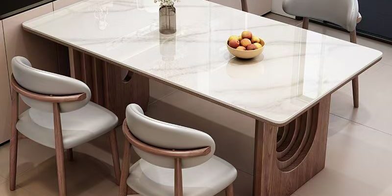 French modern compact ceramic rectangular dining table for homes