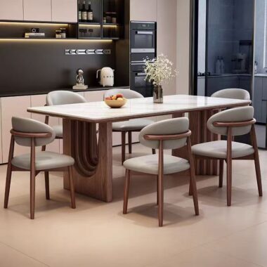 French modern compact ceramic rectangular dining table for homes