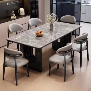 French modern compact ceramic rectangular dining table for homes