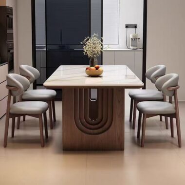 French modern compact ceramic rectangular dining table for homes