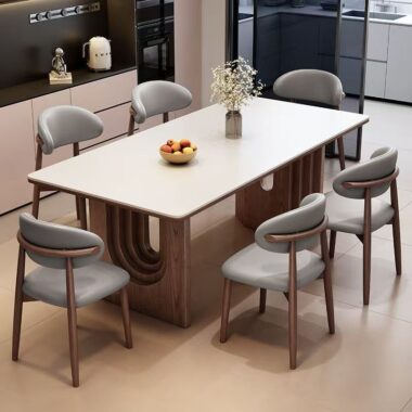 French modern compact ceramic rectangular dining table for homes