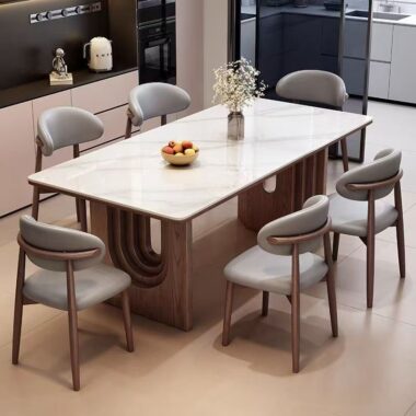 French modern compact ceramic rectangular dining table for homes