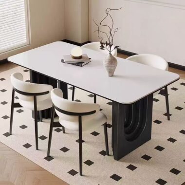 French modern compact ceramic rectangular dining table for homes