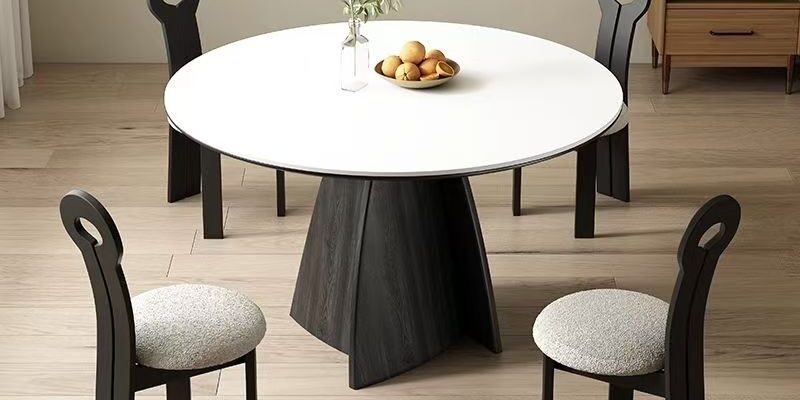 French modern minimalist round ceramic dining table for homes