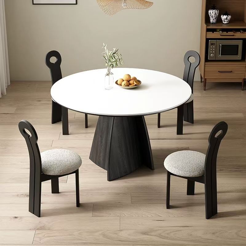 French modern minimalist round ceramic dining table for homes