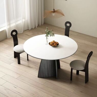 French modern minimalist round ceramic dining table for homes