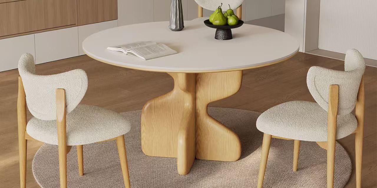 French-style modern round ceramic dining table