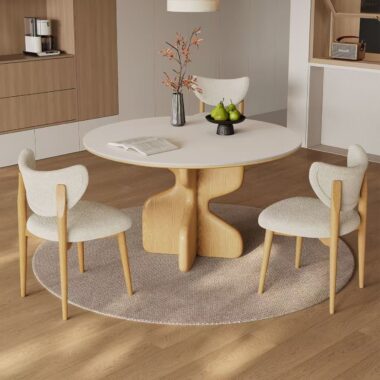 French-style modern round ceramic dining table