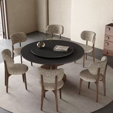 French-style modern round ceramic dining table