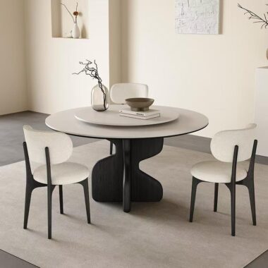 French-style modern round ceramic dining table