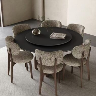 French-style modern round ceramic dining table