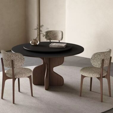 French-style modern round ceramic dining table