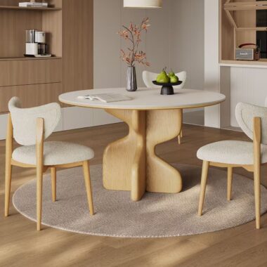French-style modern round ceramic dining table