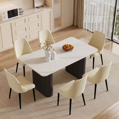 French modern vintage ceramic rectangular dining table