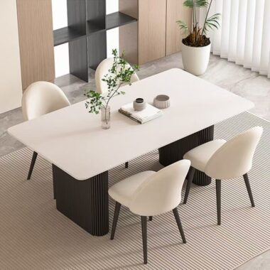 French modern vintage ceramic rectangular dining table