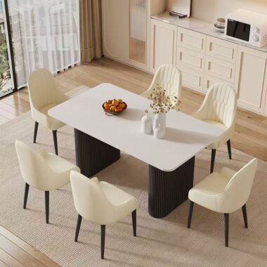 French modern vintage ceramic rectangular dining table