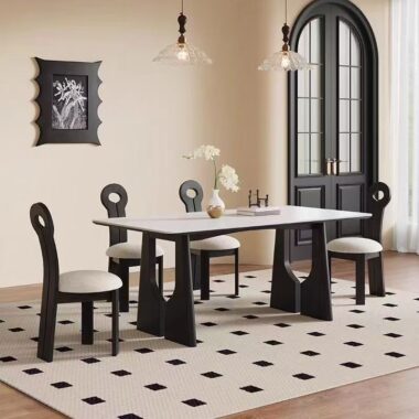 French vintage rectangular ceramic dining table for home décor