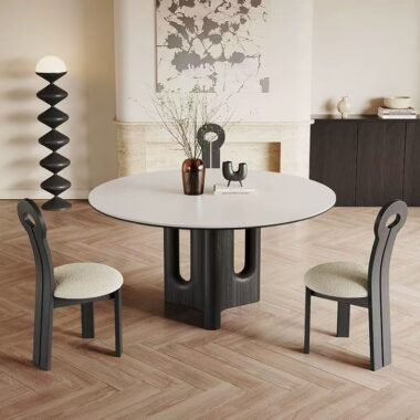 French vintage round ceramic dining table for home interiors